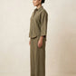 The Verona Linen Wide-Leg Pants - Olive