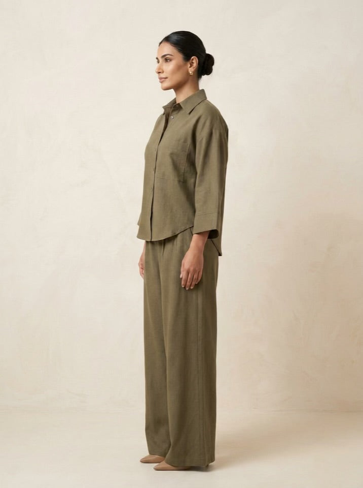 The Verona Linen Set - Olive