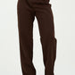 Brown Pleated Straight-Leg Trousers