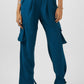 Teal Tie-Hem Cargo Trousers