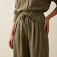 The Verona Linen Wide-Leg Pants - Olive