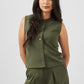 Button Down Sleeveless Top in Olive Green