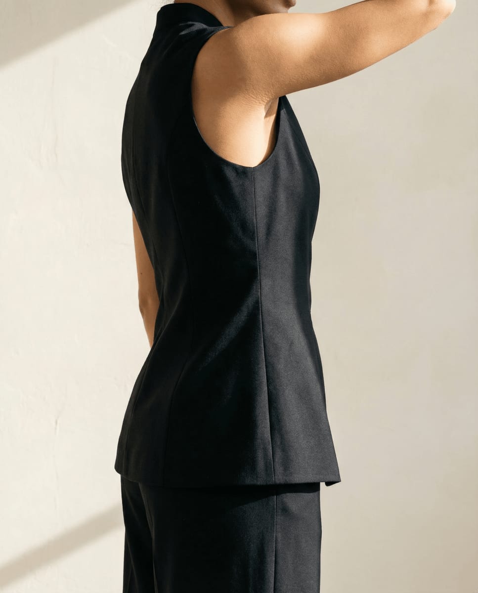Premium V-Line Vest & Pants Set - Black