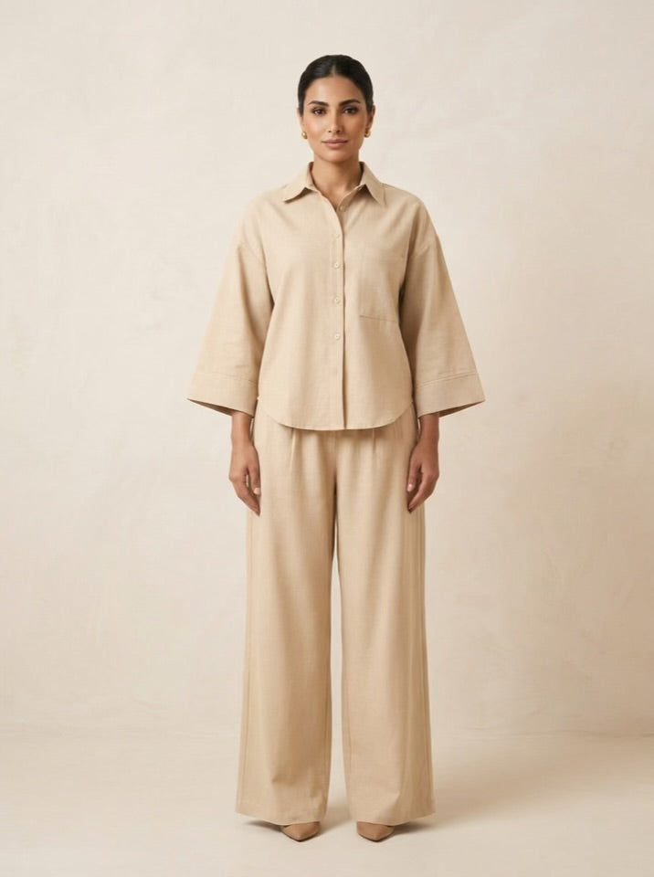 The Verona Linen Set - Beige