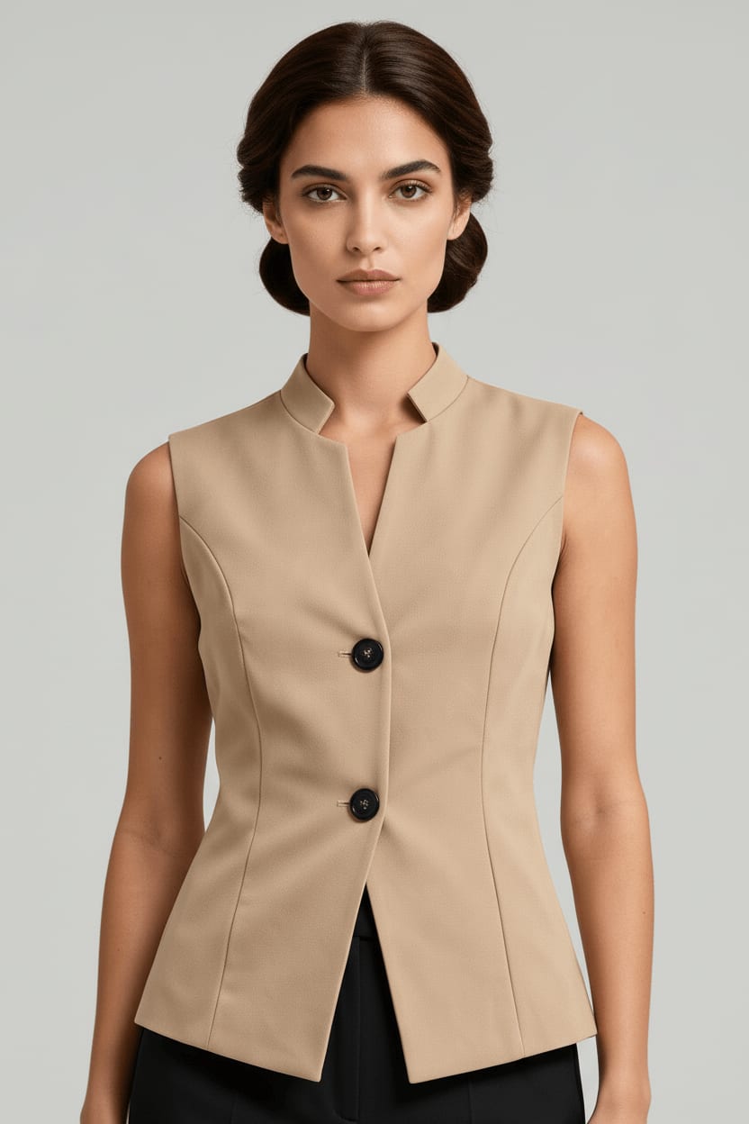 The V-Line Beige Vest
