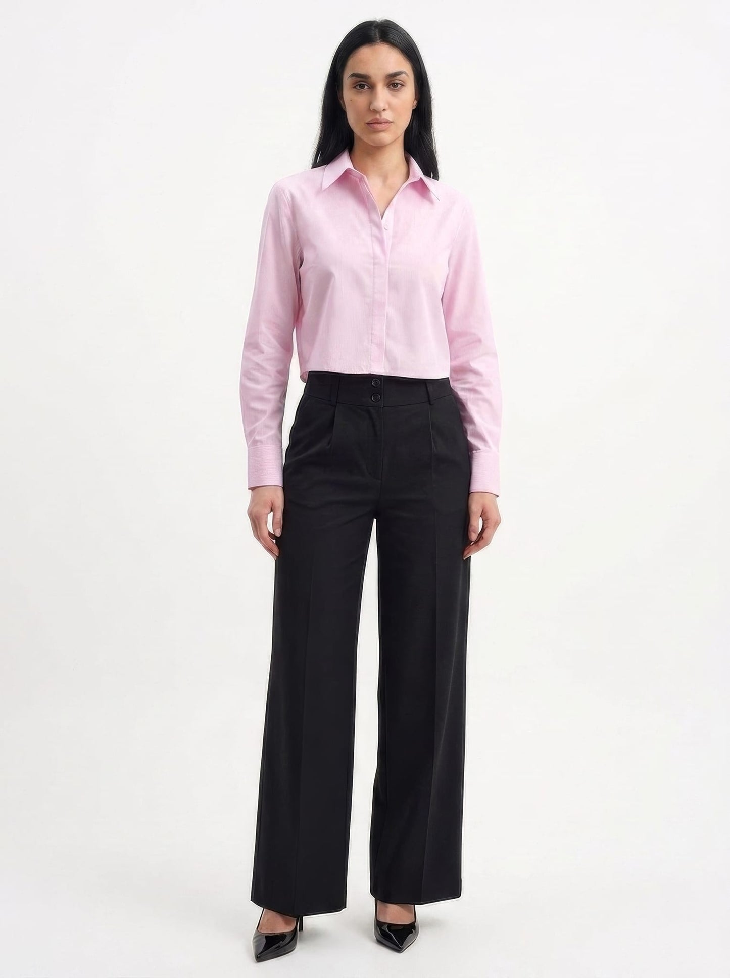 Pink Pinstripe Cropped Shirt