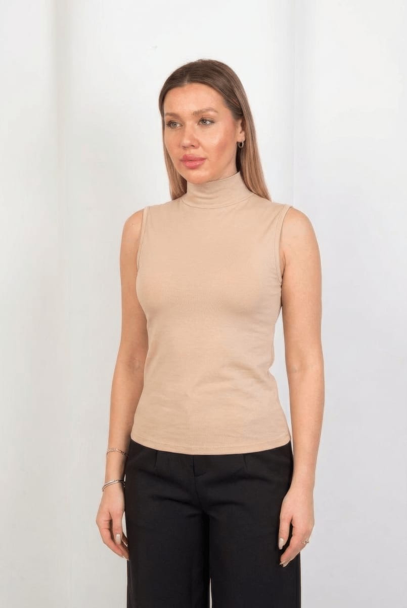 Sleeveless Basic Top - Beige