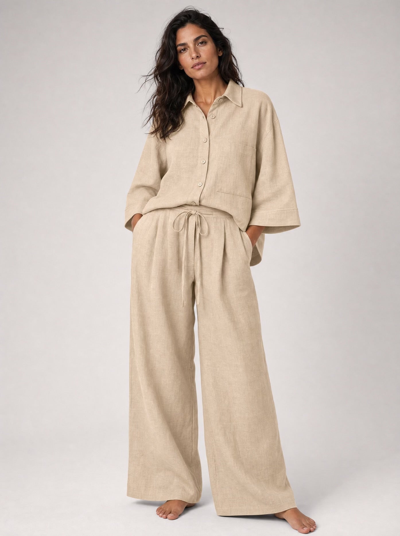 The Verona Linen Set - Beige