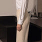 High Waisted Striped Linen Classic Trouser - Beige