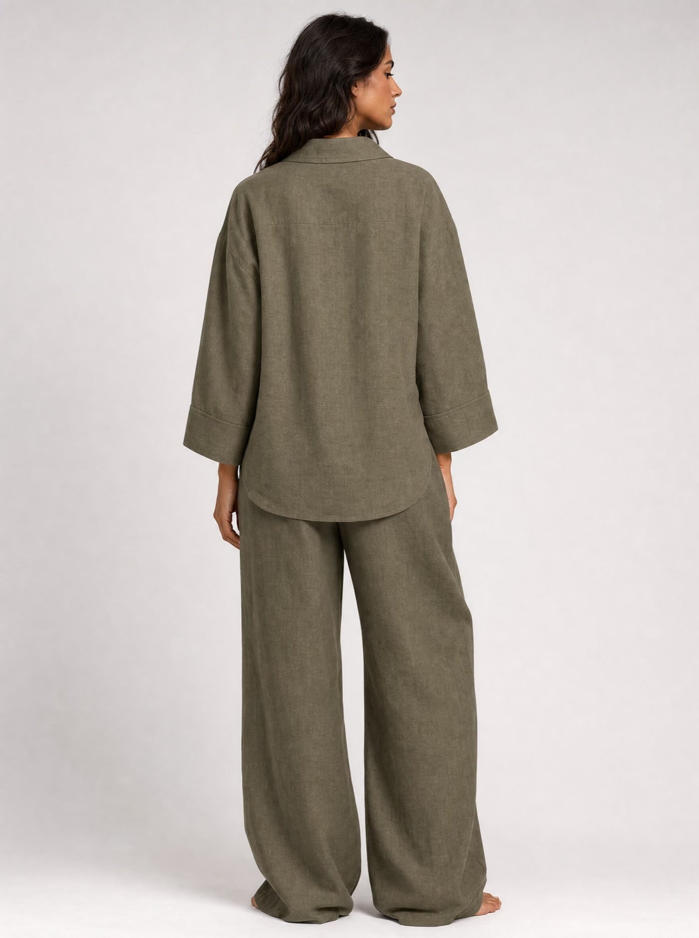 The Verona Linen Set - Olive