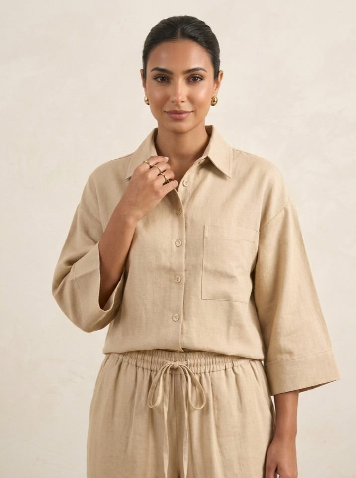 The Verona Linen Shirt - Beige