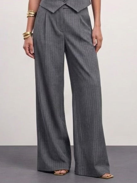 The Madison Pinstripe Co-Ord Set - Gray