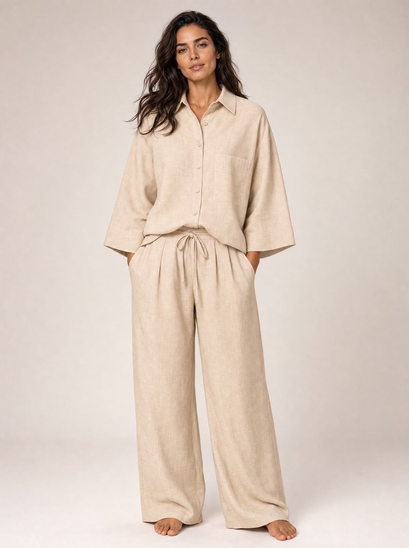 The Verona Linen Set - Beige