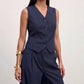 The Madison Pinstripe Tailored Vest - Navy