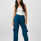 Teal Tie-Hem Cargo Trousers