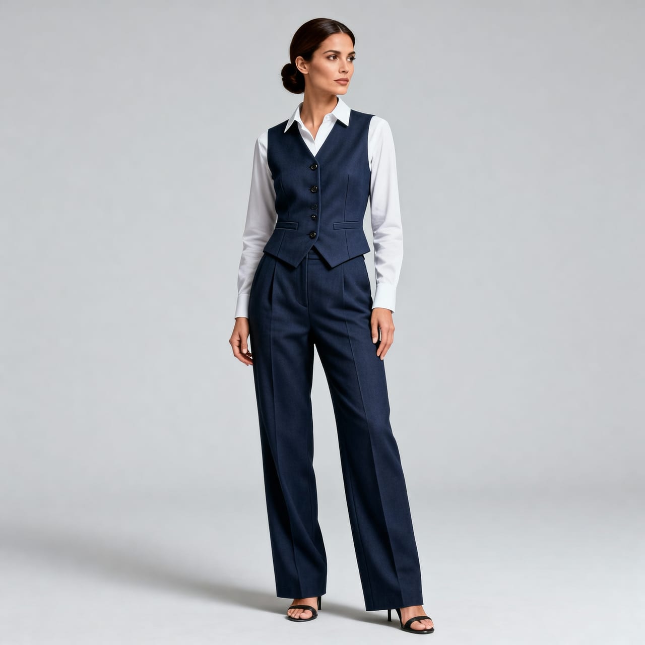 Navy Classic Vest & Pleated Straight Pants Set