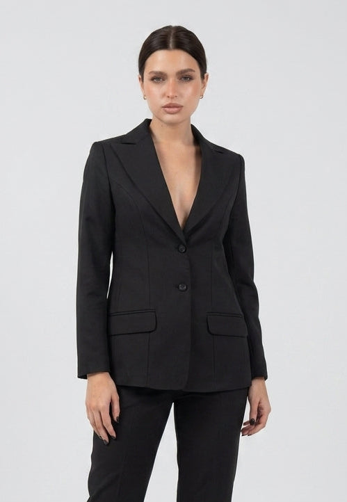 Relaxed Fit Two Button Blazer (Blazer Only) - Black