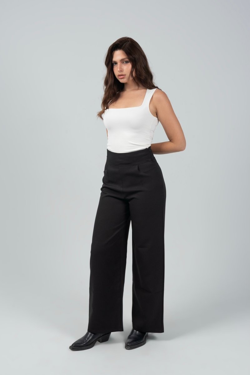 Black High - Waist Classic Trousers - Hushy Wear
