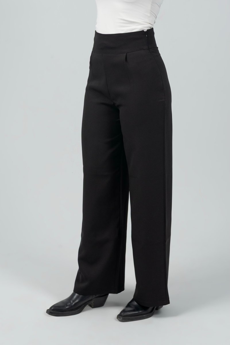 Black High - Waist Classic Trousers - Hushy Wear