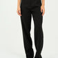 Black Pleated Straight-Leg Trousers