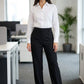 Black Pleated Straight-Leg Trousers