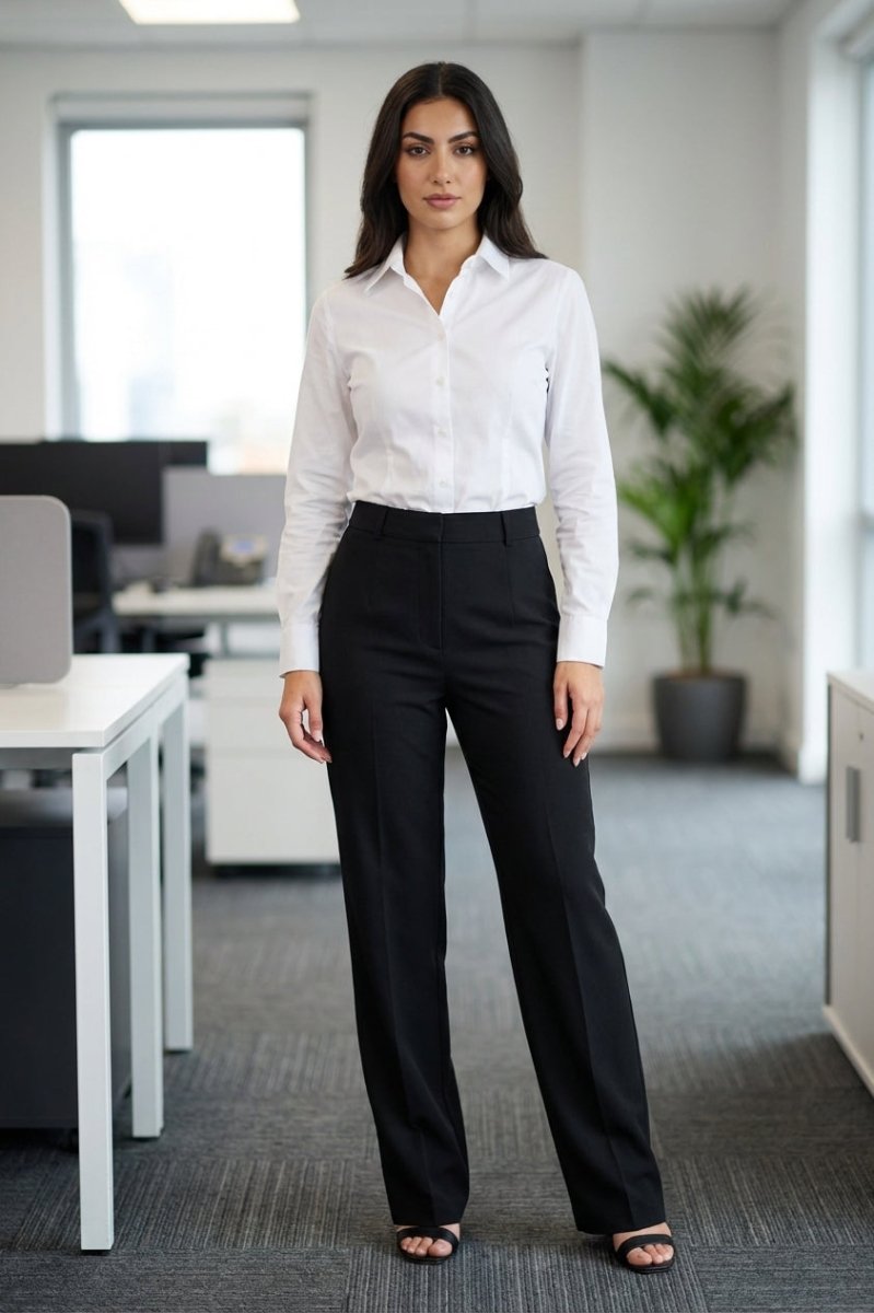 Black Pleated Straight-Leg Trousers