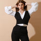 Black V - Neck Cross Back Vest Only - Hushy Wear