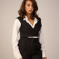 Black V - Neck Cross Back Vest Only - Hushy Wear
