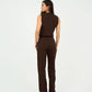 Brown Pleated Straight - Leg Trousers - Hushy Wear