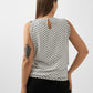 Chic Polka Dot Draped Shoulder Blouse – Black & White