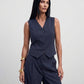 The Madison Pinstripe Tailored Vest - Navy