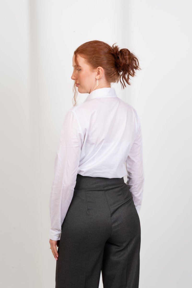 White Shirt/Straight Classic Gray Trouser