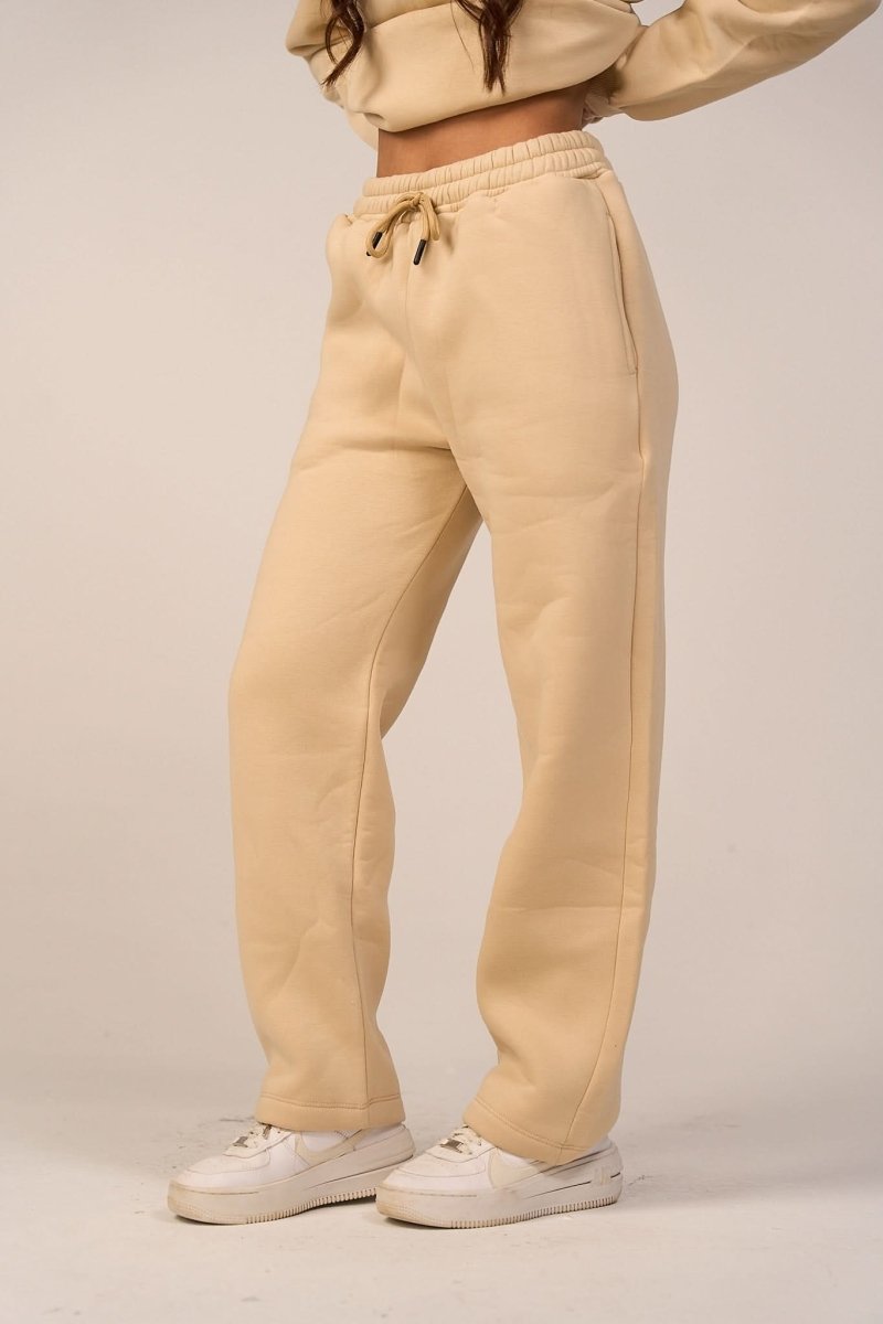 Crew Neck Pullover & Sweatpants - Set - Beige - Hushy Wear