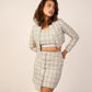 Cropped Tweed Blazer - White - Hushy Wear