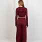Double Zipper Top & Sweatpants - Burgundy