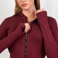 Double Zipper Top & Sweatpants - Burgundy