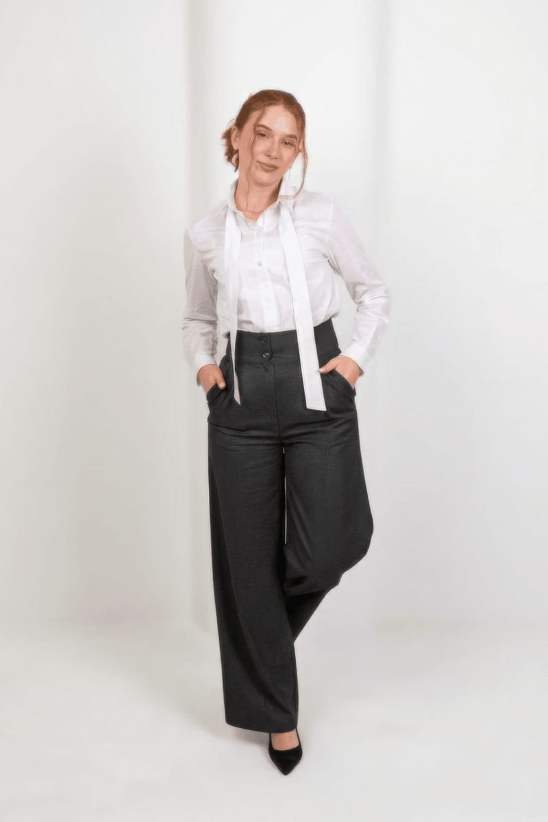 Premium High Waist Trouser - Gray