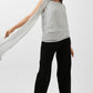 Chic Polka Dot Draped Shoulder Blouse – Black & White
