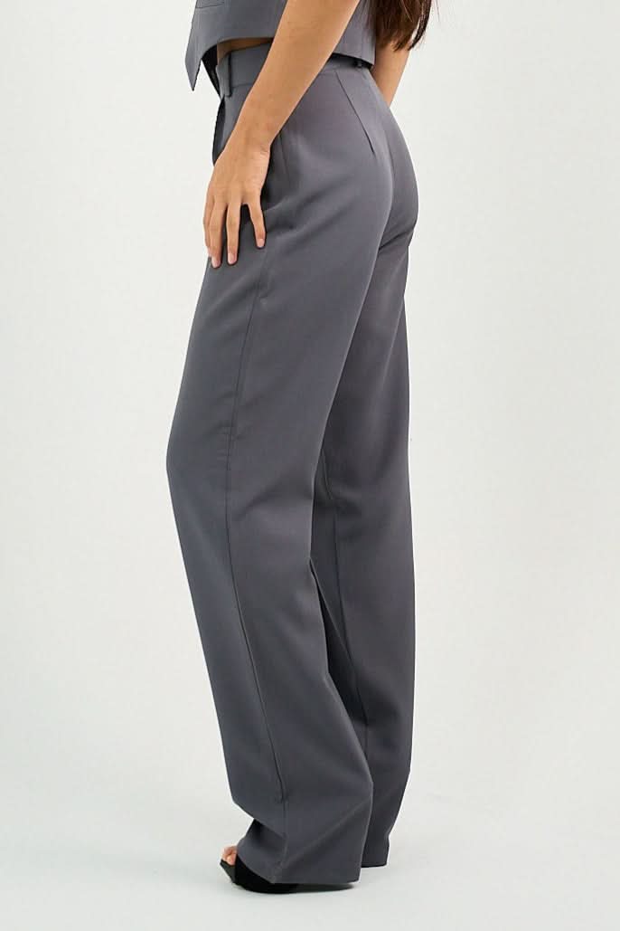 Gray Pleated Straight - Leg Trousers - Hushy Wear