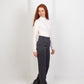 Gray Pleated Straight-Leg Trousers