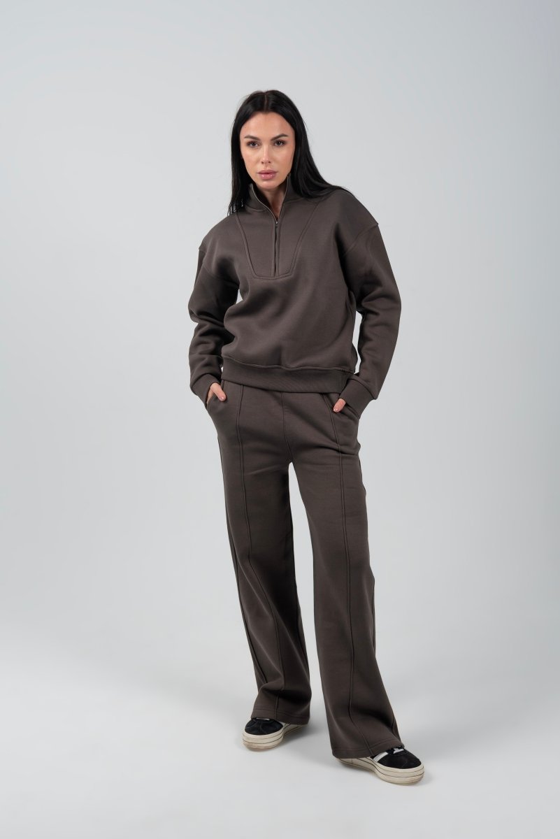 Half - Zip Lounge Top – Charcoal - Hushy Wear