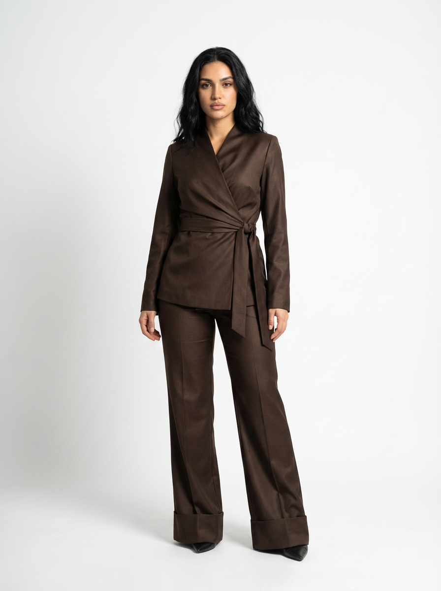 Elegant Wide-Leg Trousers – Brown