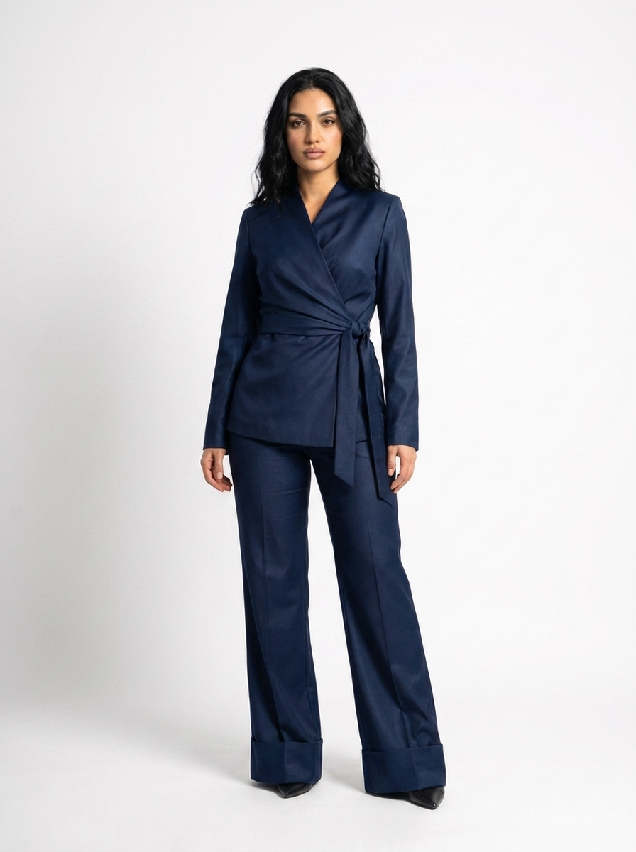 Elegant Wide-Leg Trousers – Navy