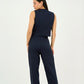 Navy Classic Vest & Pleated Straight Pants Set
