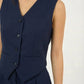 Navy Classic Vest & Pleated Straight Pants Set