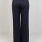 Navy Pleated Straight - Leg Trousers - Hushy Wear