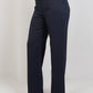 Navy Pleated Straight - Leg Trousers - Hushy Wear
