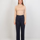 Navy Pleated Straight - Leg Trousers - Hushy Wear