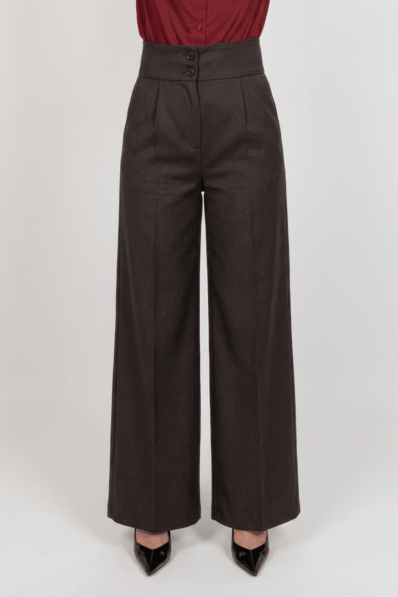 Premium High Waist Trouser - Brown - Hushy Wear