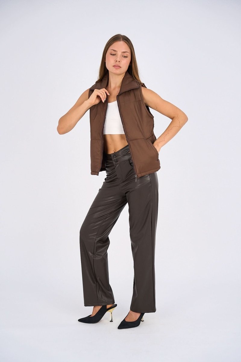 Puffer Vest - Dark Brown - Hushy Wear